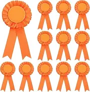 12 Pieces Blank Award Ribbon Prize 1st Place Rosette Medal Winner Victory Recognition Participation Ribbon for Competition Sport Event School Contest(Orange)