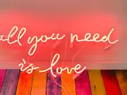 All You Need Is Love Neon Sign Light Lamp 20"x16" Handmade Glass With Dimmer VH