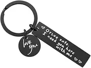 [AIMALL] New Drive Safe I Need You Here With Me Couple Alloy Keyring Keychain Car Gift