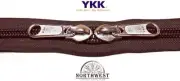 YKK Nylon Coil Zipper Tape # 10 Walnut 25 yards with 25 Nickle Zipper Sliders
