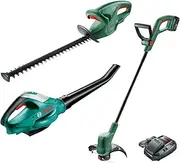 [Bosch] 18V Cordless Garden Set: Grass Line Trimmer (EasyGrassCut), Hedge Trimmer (EasyHedgeCut 18-45), Leaf Blower (ALB 18 Li) With 2.5Ah Battery & Fast Charger