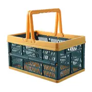 Portable Folding Handle Food Storage Basket Picnic Desktop Organizer Container