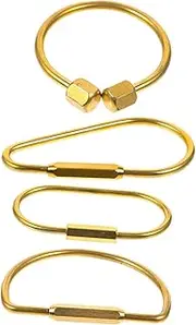 [TOGEVAL] Elegant Brass Keyring Set 4PCS Keychain Clip Key Ring Flat Key Chain Rings for DIY Projects