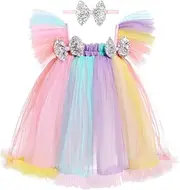 [ODASDO] Baby Girl First Birthday Dress Donut Print Princess Tutu Tulle Skirt Headband One Year Party Cake Smash Outfit