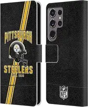 Head Case Designs Officially Licensed NFL Football Stripes Pittsburgh Steelers Logo Art Leather Book Wallet Case Cover Compatible with Samsung Galaxy S24 Ultra 5G