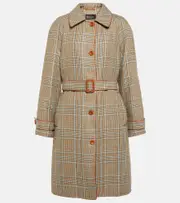 [Loro Piana] Loro Piana Checked linen and wool coat AU 6 grey