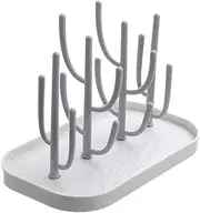 Garende Storage Holder for Water Cups with Tray and Drying Rack, White, 25.5x14.5x19CM