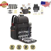 Multi-Functional Insulated Picnic Backpack with Blanket for Beach & Camping