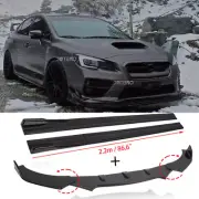 For Subaru WRX STI BRZ Black Car Front Bumper Chin Lip Splitter+ 86.6"Side Skirt (for: Subaru)