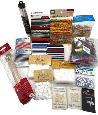 Mixed Craft Lot Ribbon Deco Foil Bookmark Tassels Flower Petal Set Charms + New
