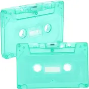 DOITOOL 2pcs Cassette Tape Case Portable Board Cassette Player Dispenser Blank White Pantry Labels Music Packing Tape Empty Cassette Device Recording Clear Vinyl Light Green