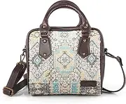[Rudhira] Faux Leather Crossbody Top handle Satchel Bag - Handmade Casual Multi-Pocket Designer Purse For Ladies