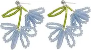 [RYEPOLNIX] Handmade Earrings Blue Flower Beaded Tassel Stud Earrings Summer Beach Sweet Cute Cool Girls Party Earrings/697