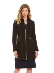 New Preston & York Women's Crepe Fitted Coat Black Size 14 $169.00 Jentacular