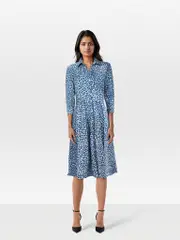 Blue Polkadot Print Dress