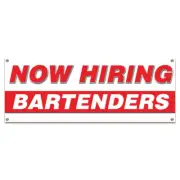 Now Hiring Bartenders Banner Apply Inside Accepting Application Single Sided