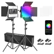 Neewer 2 Pack 480 RGB Led Video Light Panel with APP Control Stands and Bag