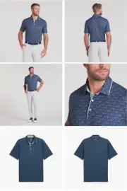 New Puma Men's CLOUDSPUN Branch Golf Polo Deep Navy / Modern Mint
