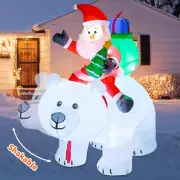 6 FT Christmas Inflatables Santa Clause Riding Bear with Shaking Head Outdoor De