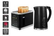 Kogan Toaster and Kettle Breakfast Set, Black, Kettle & Toaster Sets, Appliances