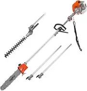 [MTM] 62cc Long Reach Pole Saw and Hedge Trimmer, 2-Stroke Petrol, 12" Tree Trimming Pruning Chainsaw Bar, 2 Extension Shafts