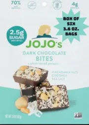 Jojo's Dark Chocolate Macadamia Nuts Gluten-Free Bites Box Of SIX 3.6 Oz Bags