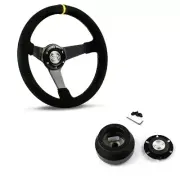 SAAS Drifter Suede Yellow Steering Wheel & Boss Kit For Ford Falcon AU 1998-2002