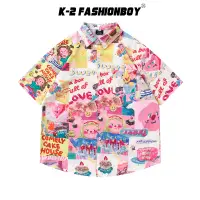 在飛比找蝦皮商城優惠-【K-2】滿版 可愛小女孩 甜點 蛋糕 蠟燭 粉色襯衫 短袖