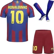 PraiseLight Barcelona Limited Messi #10 Home Football Children's Jersey Pad Shorts Socks Set Nostalgia Youth Sizes