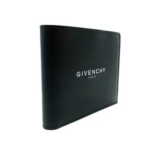 GIVENCHY 品牌logo印字牛皮對開短夾(黑)