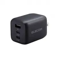 在飛比找Yahoo奇摩購物中心優惠-ELECOM 65W GaN氮化鎵三孔快速充電器-黑