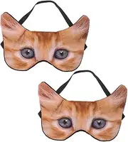 Beavorty 2Pcs Cartoon Animal Sleep Eye Mask Ultra Realistic Cat Design Light Blocking Funny Sleeping Masks Soft Comfortable Fit for Home Travel and Office Use