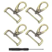 4Pcs Swivel Clasps, 1.5" D Ring Detachable Snap Hook with Screwdriver, Bronze