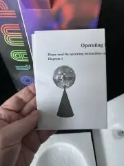 Rotating Mirror Disco Ball Table-Top, Black Cone Base, Battery Power, New In Box