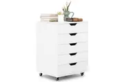 Giantex 5-Drawer Filing Cabinet Wood Under Desk Storage Organiser,White