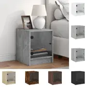 Bedside Cabinet with Glass Doors Side End Table Nightstand Bedroom vidaXL