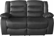 2 Seater Recliner Sofa in Faux Leather Lounge Couch in Black