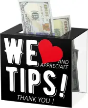Tip Jar Acrylic Tip Box for Bartender Bars 6 X 4 X 5 Inch Tip Collection Box Don