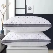 Twin Pack Hotel Quality Pillows Checked Ultra Soft Bed Pillow Medium Profile