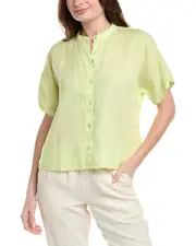 EILEEN FISHER Mandarin Collar Linen Shirt