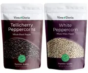 Viva Doria Pepper Pack: Tellicherry Peppercorn, 12 oz & White Peppercorn, 12 oz
