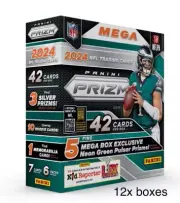 (12) 2024 Panini NFL Prizm Football Mega Box Pulsar Green Lot SHIPS NOW!