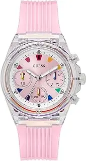 [GUESS] Eco-Friendly Ladies Pink Clear Multi-Function Watch (Model: GW0438L7), Pink, Modern