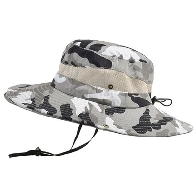 Wide Brim Military Camouflage Hat Summer Fishing Hunting 7 1/2 Camouflage Beige