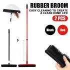 2X Rubber Broom For Pet Dog Cat Hair Sweeper Squeegee Windows Car Long Handle