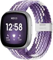 Nathlafu Bands Compatible with Fitbit Versa 4/Sense/Versa 3/Sense 2 Band Men Women, Stretchy Nylon Braided Sport Strap Wristband for Fitbit Sense 2 and Versa 4 Watch Band Woman