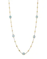 Marco Bicego 18K Yellow Gold Siviglia Aquamarine Beaded Strand Necklace, 36L