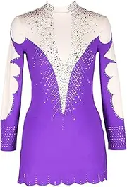 [Zagitova] Figure Skating Dress for Girls Patchwork Women Ice Competition Breathable Dance Clothing with Shiny Rhinestone