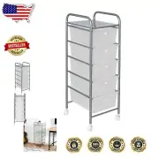 Compact 5-Drawer Plastic Storage Cart with Wheels for Crafting and Office Use