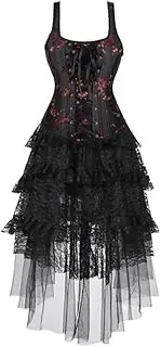 [Hengzhifeng] Bridal Corset Steampunk Bustier with Lace skirt Dancewear Gothic Costume Women